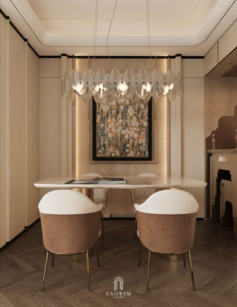 Không gian phòng bếp tiện nghi trong thiết kế nội thất chung cư cao cấp Lumière Evergreen phong cách Quiet Luxury
